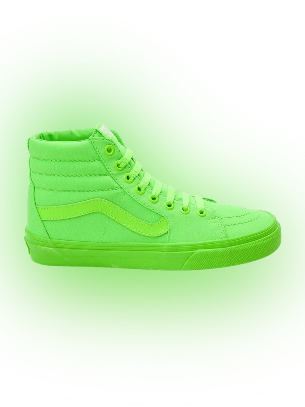 Vans Sk8-Hi High-Top Canvas Sneakers in Neon Green Men 6, Women 7.5